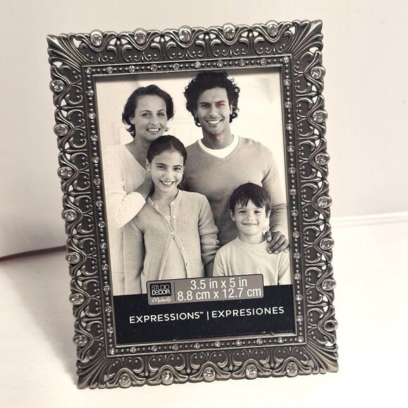 Expressions™ Ornate Silver Tone Metal Frame  Holds 3.5" x 5" Photo NEW - Picture 1 of 7